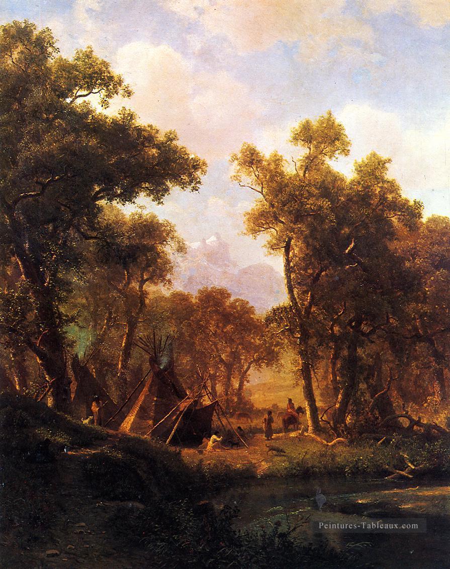 Campement indien Shoshone Village Albert Bierstadt Peintures à l'huile
